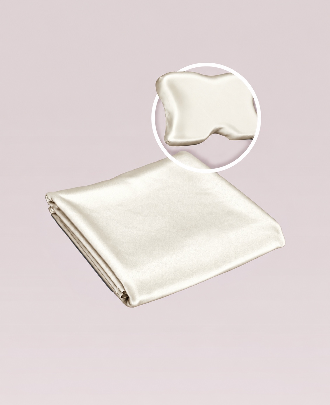 %100 ipek yastık kılıfı, ekru, katlanmış; Shine Pillow formuna göre kesilmiş
